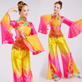 Hanfu kostiumas moterų gerbėjas šokių liaudies stiliaus kostiumas hmong drabužius kinijos liaudies šokių kostiumas už moteris