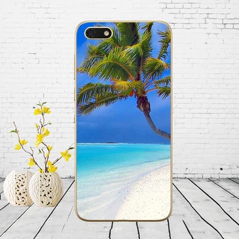 235DD vasaros Paplūdimio Scena, Saulėlydžio jūros, Palmių Padengti Atveju Huawei honor 9 10 Lite 7A 5.45 7a pro 7c 5.7 colių 7x 8x atveju
