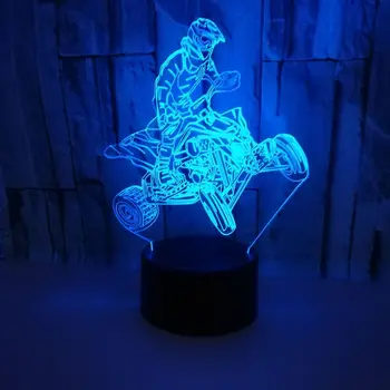 Keturių Ratų Motocycle 3D LED RGB Naktį Šviesa 7 Spalvų Kaita, Stalas Šviesos Veiksmų Skaičiai 2890 Vaikų Namuose, Kalėdos, Žaislai