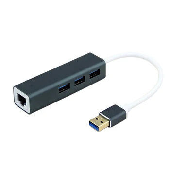 USB į RJ45 Laidinio Kortelės Hub 3 Prievado Adapteris Aliuminio Lydinio Patvarios 1000M Ethernet AS99