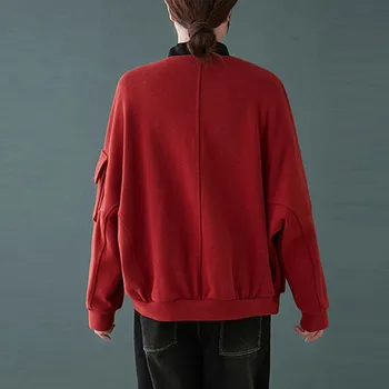Moterų Medvilnės Atsitiktinis Striukės, Naują Atvykimo 2020 M. Rudenį korėjos Paprastas Stilius V-kaklo vientisos Spalvos Laisvi Moteriški Viršutiniai drabužiai, Paltai S2330