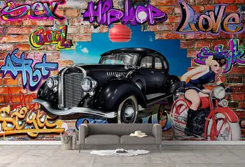 Custom Prabangių automobilių freskos už sienos, 3 d, vaikų kambarys, svetainė, miegamojo foto sienos freskos modernus 3d tapetai Didelis