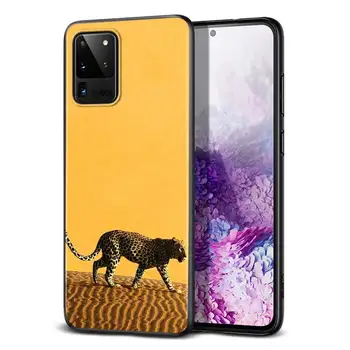 Cheetah leopard Mados Stilius Samsung Galaxy A71 A51 (5G) A41 A31 2020 A21S A11 A90 A70S A50S A30S A10S Juoda Telefono dėklas