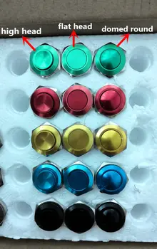 16mm kupolo formos 1NO akimirksnį Varžtas Terminalo Aliuminio oksido mygtukas jungiklis Automobilio Mašina vandeniui Raudona Juoda Mėlyna Aukso, Žalia