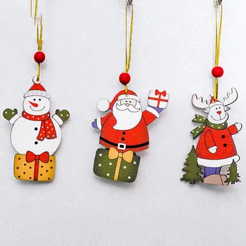 Kalėdų eglutės papuošalų, medinių sniego briedžių Santa Claus papuošalai linksmų kalėdų kabo pakabukas Kalėdų Medžio Namų Šaliai Dekoro