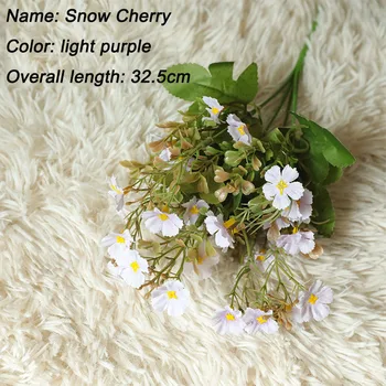 5 Vnt Modeliavimas Sniego Cherry Blossom Dirbtinio Šilko Gėlių Apdaila Namo Kambarį Vestuvių Puokštė Padirbtų Augalų Priedai