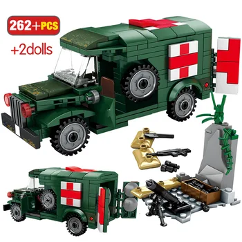 596PCS WW2 Vokietijoje Bakas Blokai Karinių Sunkvežimių Miesto Policijos Ginklą Karys Duomenys Plytų Žaislai Vaikams