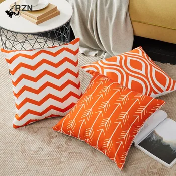 Geometrinis Dizainas Juosmens Mesti pagalvės užvalkalą sofa-lova Oranžinės spalvos Pagalvėlių Apvalkalus Sofa Automobilių Sofos, Sėdynės, dekoratyvinių pagalvių užvalkalus