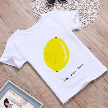 2020 Naujas Mados Vasarą Vaikai Kostiumas Citrinų Juokinga Berniukai Tshirts Mielas Harajuku Merginos Tshirts Apvalios Kaklo Baby Design Baltas Marškinėlius