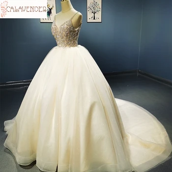 V-Kaklo, Kamuolys Suknelė Vestuvių Suknelės 2020 M. Pagrindinis Zawalcowany Chalatas De Mariage Berankovė Baltos Nuotakos Suknelės