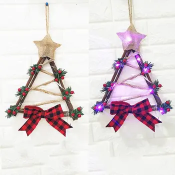 Kalėdų Dekoracijas LED Kalėdų Vainikas Namų Puošybai Kūrybos Trikampis Rotango Žiedas Kalėdų Dovanos
