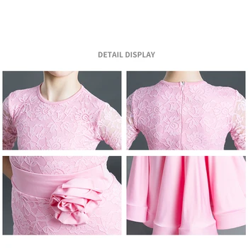 Mergaičių Šokių Suknelė Rožinės spalvos Nėrinių Padalinta Kostiumas Profesionalus Pramoginių Šokių Suknelės Vaikams Modernus Valsas Veiklos Drabužius DN6164