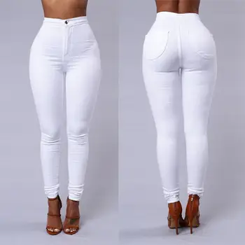 FNOCE 2020 m. rudenį nauji moteriški džinsai kelnės gatvės mados atsitiktinis, kietas aukšto juosmens aukštos ruožas stora elegantiškas džinsinio audinio kelnės