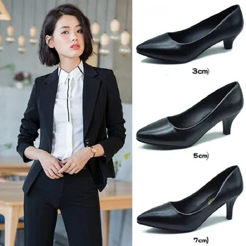 Naujas black darbo batai temperamentas moterų vienos batų mados seksualių aukštakulnių patogus laukinių mažai obcasie moterų bendrosios batai
