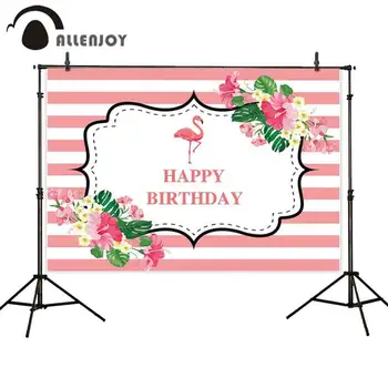 Allenjoy Vaikas Šalies Sienų Dekoras Rausva Juostele Flamingo Gimtadieniu Fone Photozone Baby Shower Mergina Vasaros Fone Reklama
