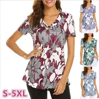 Plus Size 5XL 2019 Tees Moterims Gėlių Spausdinti Marškinėliai Moterims Saulės Prarasti Šių Tee Unisex marškinėliai Moteriška Mada Kelionės Topai