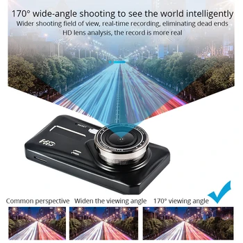 UNCOM DVR Brūkšnys Cam 4 colių vairavimo diktofonas dvigubo objektyvo touch HD naktinio matymo automobilių dvr atbulinės eigos vaizdo