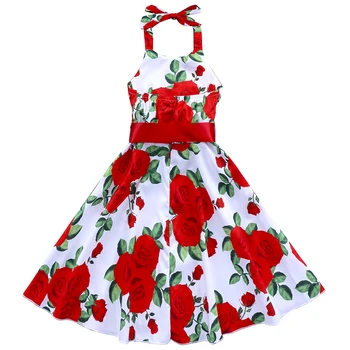 RQ-279 Mažmeninės naujas stilius vasaros suknelė mergaitės gėlių spausdinti mergaitėms suknelė vestuvių šventinė suknelė su laivapriekio 2-6y