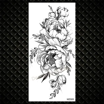 Didelis Gėlių Laikinos Tatuiruotės Moterys Black Rose 