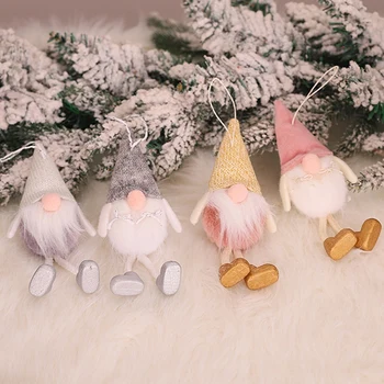 4PCS Kalėdų Beveidis Gnome Santa Kalėdų Medžio Kabo Ornamentu Lėlės Apdailos Namų Pakabukas Dovanos, Papuošalai