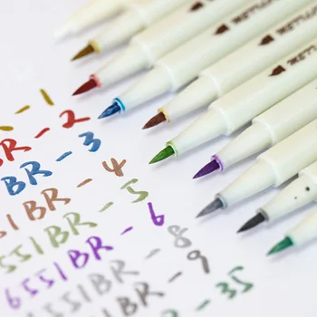 10 spalvų rinkinys rašyti teptuku kaligrafija žymeklis parkeris spalvos minkštas šepetys patarimas meno eskizavimo rašikliai korėjos raštinės reikmenys
