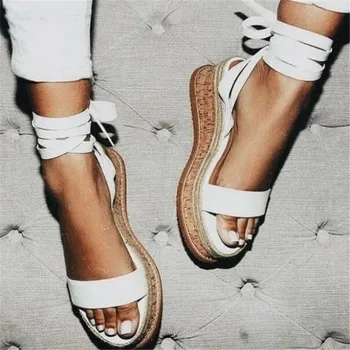 Naujas populiarus vasaros ponios sandalai atidaryti tne Pleišto Espadrilles mados laukinių ponios sandalai gladiatorių sandalai 35-43