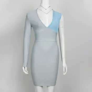 Elegantiškas, Seksualus Tvarstis Suknelė Moterims 2021 Nauja Peties Ilgomis Rankovėmis Susiuvimo Dames Bodycon Mini Suknelė Ponios Šalies Klubas Vestidos