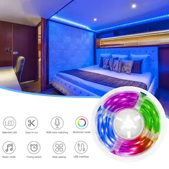 Smart Home Roll Led Juostelės Šviesos Srautas 5050 RGB Vandeniui LED Juostos Šviesos 5V Lempos String Dekoro Kontroliuojamas Nuotolinio App 