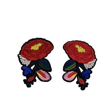 2 Poros Japonijos Raudona Gėlių Stiliaus, Siuvinėtų Geležies Lopai Drabužius Derliaus Gėlių Siuvinėjimas Appliques Apdailos Pleistras