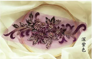 1 gabalas nude pink 3D išsiuvinėti gėlių nėrinių liemenė, nuotakos nėrinių aplikacijos, aukštos klasės liemenė