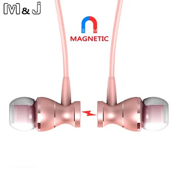 M&J J9 In-Ear Metalo Magnetinių Sporto Ausinės Ausinių Aiškumo Stereo Garsas Su Mic Veikia Ausines Mobilųjį Telefoną, MP3, MP4