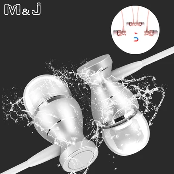 M&J J9 In-Ear Metalo Magnetinių Sporto Ausinės Ausinių Aiškumo Stereo Garsas Su Mic Veikia Ausines Mobilųjį Telefoną, MP3, MP4