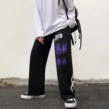 Kelnės vyrų ir moterų 2021 harasufeng Japonų gatvės grafiti tiesios kelnės plačios kojos kelnės streetwear dropshipping