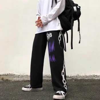 Kelnės vyrų ir moterų 2021 harasufeng Japonų gatvės grafiti tiesios kelnės plačios kojos kelnės streetwear dropshipping