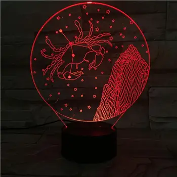Star Vėžio 3D Lempos Naktį Šviesos diodų (LED) Lemputę Daugiaspalvis 