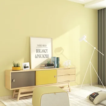 Neaustinių ekrano užsklanda žąsų geltona vientisos spalvos apmušalai atsparus vandeniui ir dėmėms atsparus tapetai miegamajame, gyvenamasis kambarys biuras