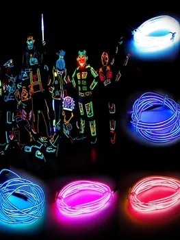 3M Lankstaus Neono Šviesoje Švyti EL Lynas Vamzdis Lankstus Neoninės Šviesos, 8 Spalvos Automobilį, Šokių vakarėlio Kostiumas+Valdytojas Kalėdų Atostogų