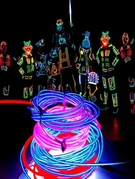 3M Lankstaus Neono Šviesoje Švyti EL Lynas Vamzdis Lankstus Neoninės Šviesos, 8 Spalvos Automobilį, Šokių vakarėlio Kostiumas+Valdytojas Kalėdų Atostogų