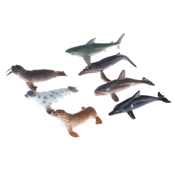 12PCS/Set Mielas Plastiko Jūrų Gyvūnų Duomenys Vandenyno Jūros Būtybių Gyvenimo Ryklių, Banginių Krabų Vaikams Žaislas 5-7cm