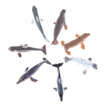 12PCS/Set Mielas Plastiko Jūrų Gyvūnų Duomenys Vandenyno Jūros Būtybių Gyvenimo Ryklių, Banginių Krabų Vaikams Žaislas 5-7cm