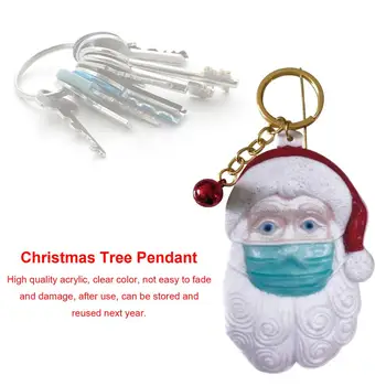 2020 Karantino Santa Claus Key Chain Kalėdų Asmeninį Akrilo Klavišą Žiedo Ornamentas Naujųjų Metų Hoem Apdailos Pakabukas Dovana