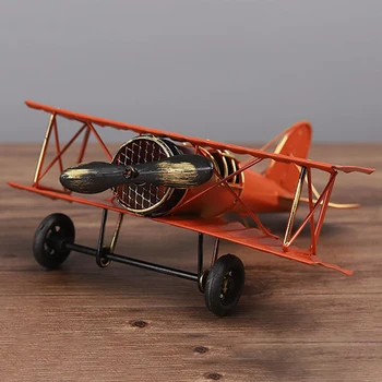 Senovinių Geležies Meno Klasikinis Naikintuvo Modelis Lėktuvas Darbalaukio Ornamentas, Dekoro, Žaislų, Kovotojas Surinkti Blokai Pastato Modelis