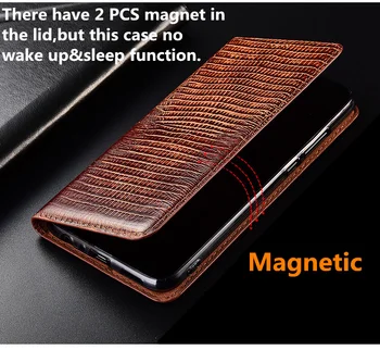Driežas modelio natūralios odos atveju kortelės lizdo laikiklį Samsung Galaxy A90/Samsung Galaxy A80 magnetinio telefono dėklas funda rubisafe