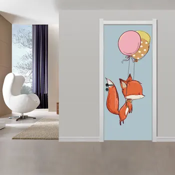 2vnt 77*200cm Squirre Animacinių filmų su Klijai Lipniosios Tapetai PVC 3D Sienų Lipduko Plytų Vandeniui Sienos Popieriaus Durų Lipdukas