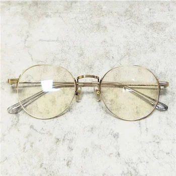 Sonicwalker korėjiečių prekės apvalus juodas slim titano metalo acetato rėmelių akiniai akiniai recepto Skaidrūs akiniai