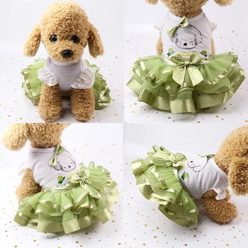 Vasarą Šuo Suknelė Pet Princesė Dress 2021 Naują Pavasario Mados Drabužius šunims Mažų Šunų Nėrinių Vestuvių Suknelės Sijonas pritaikytas Drabužiai