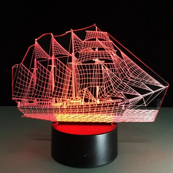 3D Buriavimo Valtis Laivo Naktį Šviesos Atmosferą, LED Lentelės, Stalo Lempos, su 7 Spalvų Kaitos Efektas Mokyklos Baigimo Dovanos