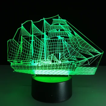 3D Buriavimo Valtis Laivo Naktį Šviesos Atmosferą, LED Lentelės, Stalo Lempos, su 7 Spalvų Kaitos Efektas Mokyklos Baigimo Dovanos