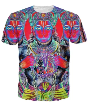 Pop Art Vaizdavimas pusiau Žmogus Induizmo Dievas Hanumanas T-Shirt Moterims, Vyrams 3d Atsitiktinis Marškinėliai Mados Drabužių Vasaros Stiliaus Tees