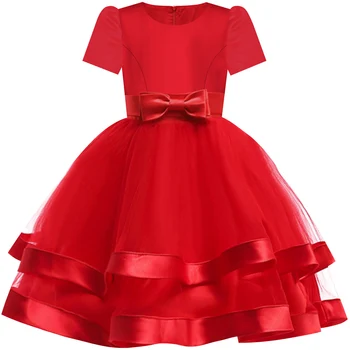 Gėlių Mergaitės Suknelė Trumpomis Rankovėmis Raudona Kamuolys Suknelė Vestuvių Partijos Inscenizacija 2020 Metų Vasaros Princesė Suknelės Vaikams Drabužių Sundress Vestidos